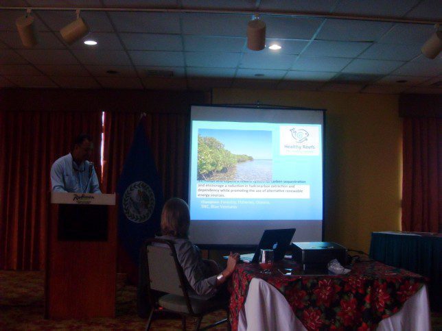 HRI Belize Coordinator Roberto Pott presenting their recommendations
