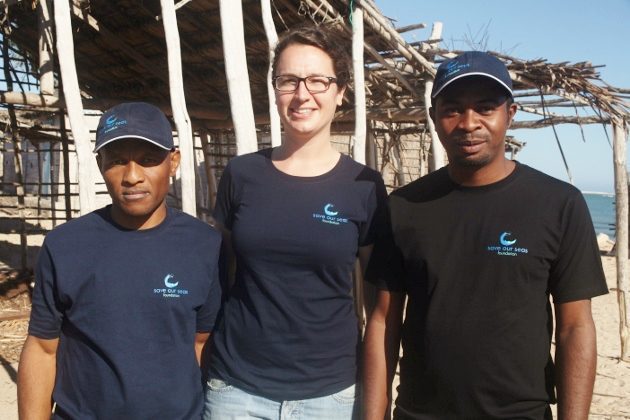 The shark project team in SW Madagascar, Silvere, Fran and Rado, finally posing for a photo together!