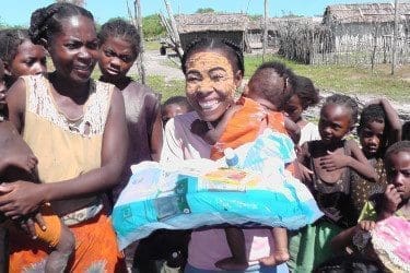 Families in Velondriake receive vital health supplies from Blue Ventures following cyclone Haruna