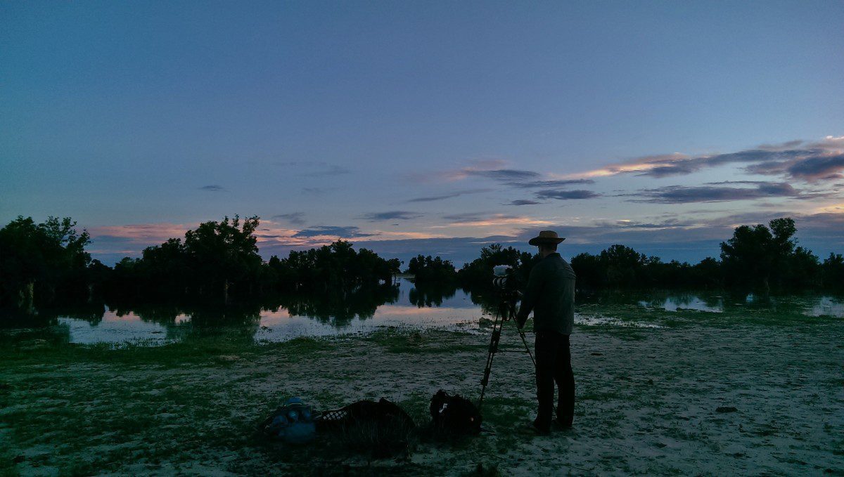 Setting up to catch the beautiful early morning light