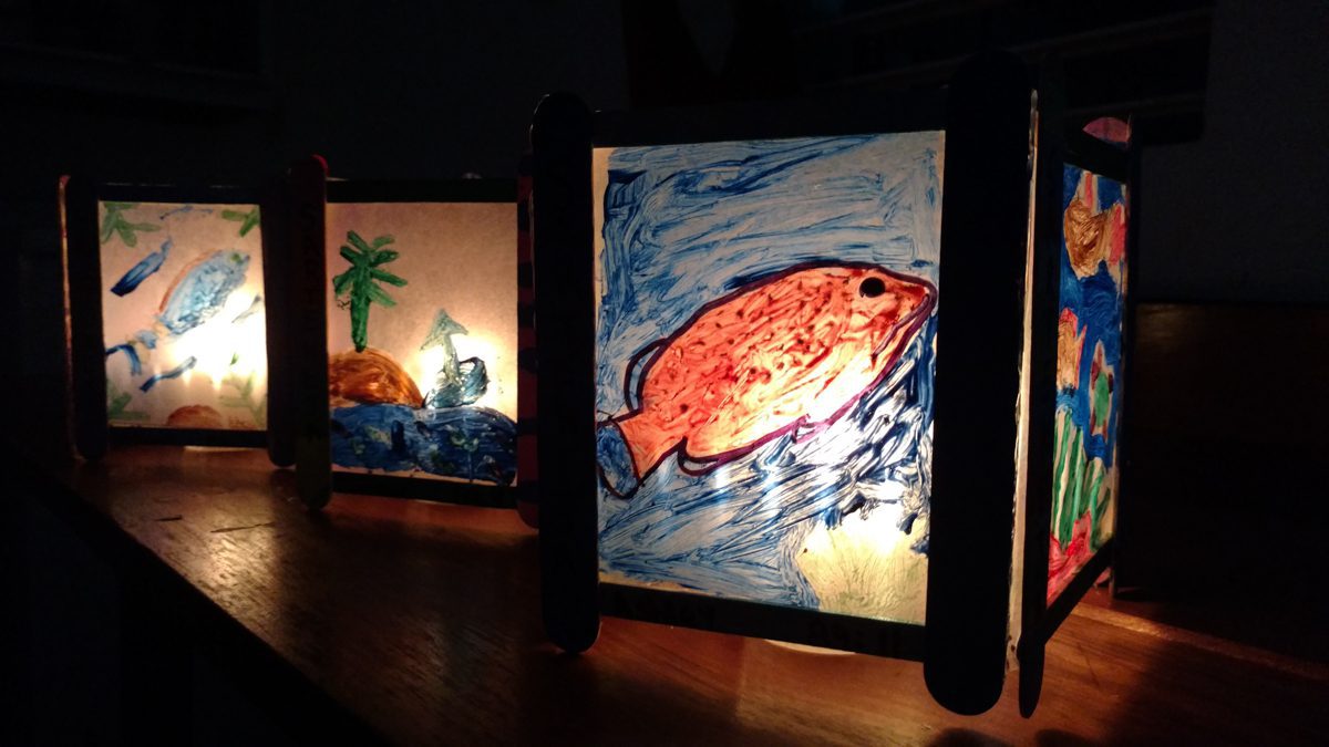 The lanterns on display at the lionfish dinner in Nerie’s Restaurant, Belize City.