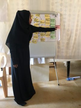 Amina from Lamu Youth Alliance presenting group work results